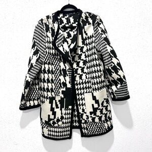 M&S collection abstract monochromatic 60s open cardigan 12
